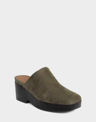 Comfortable Women's Clog In Green Faux Suede