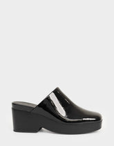 Comfortable Women's Clog In Black Patent Faux Leather