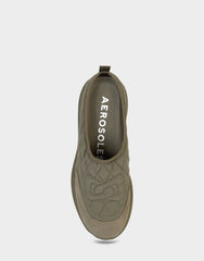 Comfortable Women's Mule Sneaker In Green Fabric