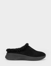 Comfortable Women's Sneaker Mule In Black Faux Suede