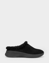 Comfortable Women's Sneaker Mule In Black Faux Suede