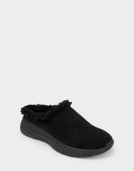 Comfortable Women's Sneaker Mule In Black Faux Suede