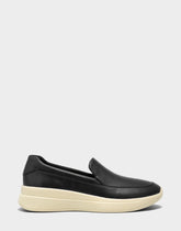 Comfortable Women's Mule in Black Faux Leather/neoprene