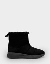 Comfortable Women's Pull On Bootie In Black Faux Suede