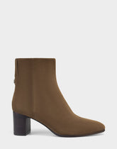 Comfortable Women's Mid Block Heel Bootie In Brown Suede