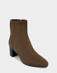 Comfortable Women's Mid Block Heel Bootie In Brown Suede