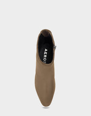 Comfortable Women's Mid Block Heel Bootie In Brown Suede