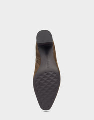 Comfortable Women's Mid Block Heel Bootie In Brown Suede