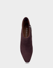 Comfortable Women's Mid Block Heel Bootie In Burgundy Suede