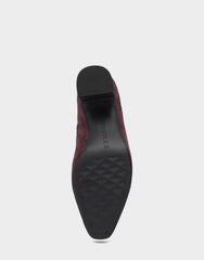 Comfortable Women's Mid Block Heel Bootie In Burgundy Suede