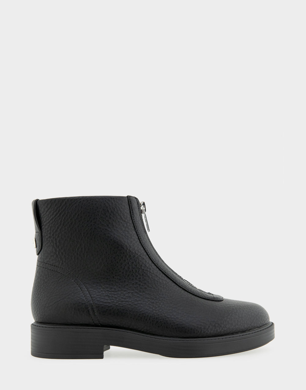 Comfortable Women's Low Block Heel Bootie In Black Faux Nubuck