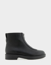 Comfortable Women's Low Block Heel Bootie In Black Faux Nubuck