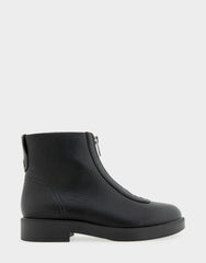 Comfortable Women's Low Block Heel Bootie In Black Faux Nubuck