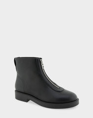 Comfortable Women's Low Block Heel Bootie In Black Faux Nubuck