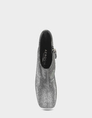 Comfortable Women's Low Block Heel Bootie In Gunmetal Fabric