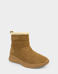 Comfortable Women's Pull On Bootie In Brown Faux Suede