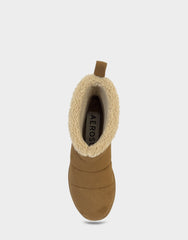 Comfortable Women's Pull On Bootie In Brown Faux Suede
