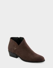 Comfortable Women's Asymmetrical Envelope Low Bootie in Java Faux Suede