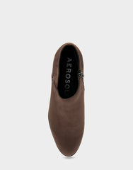 Comfortable Women's Asymmetrical Envelope Low Bootie in Java Faux Suede