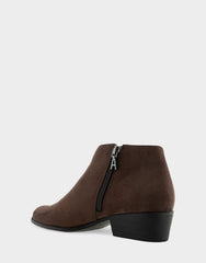 Comfortable Women's Asymmetrical Envelope Low Bootie in Java Faux Suede