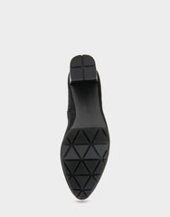 Comfortable Women's Mid Block Heel Bootie In Black Faux Suede