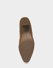 Comfortable Women's Mid Block Heel Boot In Brown Suede