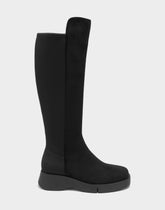 Comfortable Women's Flatform Boot In Black Leather