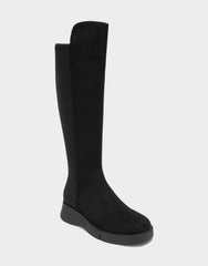 Comfortable Women's Flatform Boot In Black Leather