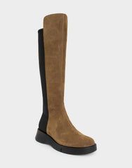 Comfortable Women's Flatform Boot In Brown Suede