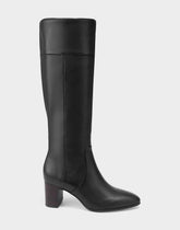 Comfortable Women's Mid Block Heel Boot In Black Leather