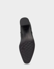 Comfortable Women's Mid Block Heel Boot In Black Leather
