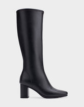 Comfortable Women's Tall Shaft Boot in Black Faux Leather