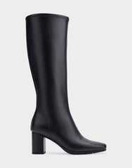 Comfortable Women's Tall Shaft Boot in Black Faux Leather