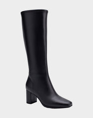 Comfortable Women's Tall Shaft Boot in Black Faux Leather