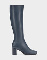 Comfortable Women's Tall Shaft Boot in Navy Faux Leather