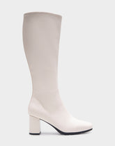 Comfortable Women's Tall Shaft Boot in Eggnog Stretch Faux Leather