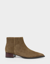 Comfortable Women's Mid Block Heel Bootie In Brown Suede