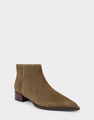 Comfortable Women's Mid Block Heel Bootie In Brown Suede