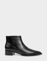 Comfortable Women's Mid Block Heel Bootie In Black Leather