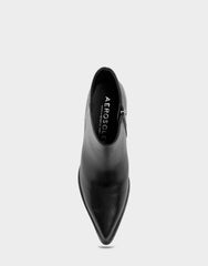 Comfortable Women's Mid Block Heel Bootie In Black Leather