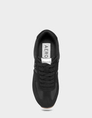 Comfortable Women's Lace Up Sneaker In Black Faux Suede