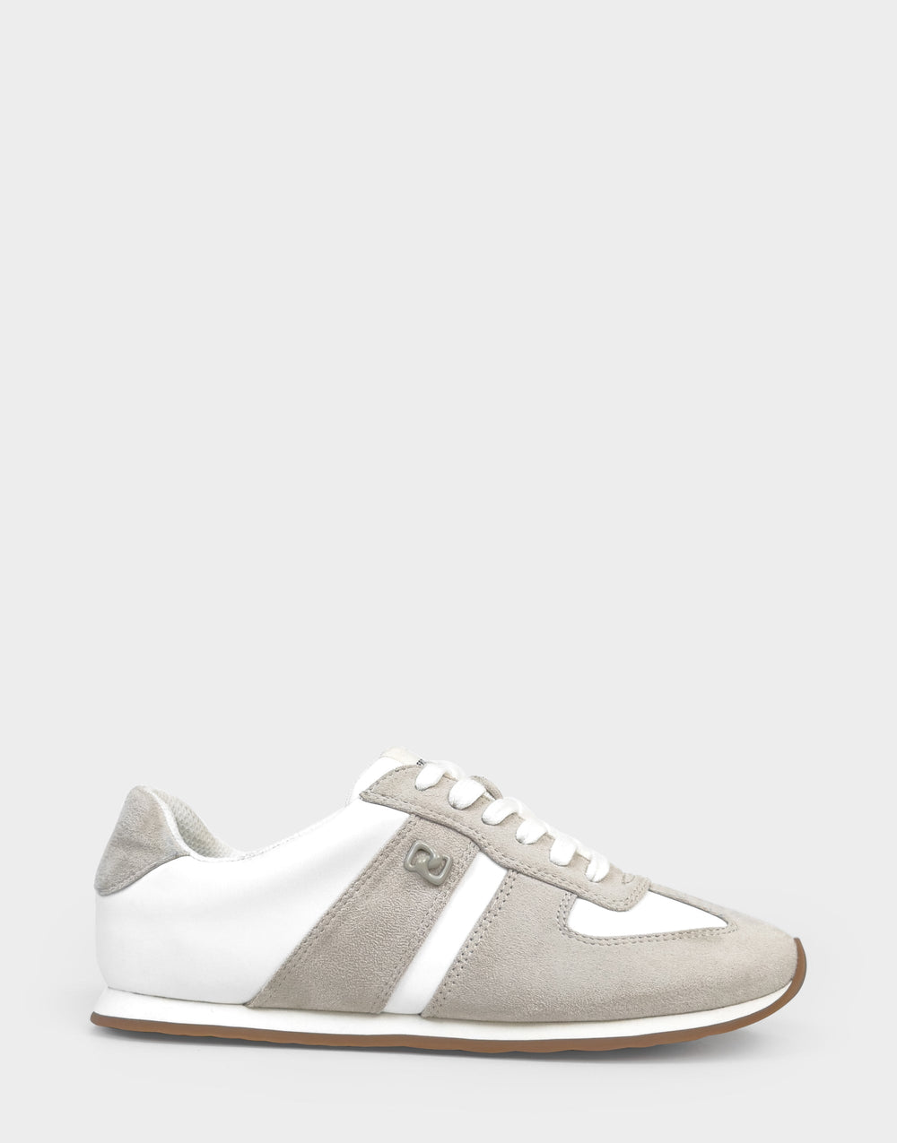Comfortable Women's Lace Up Sneaker In White Faux Suede