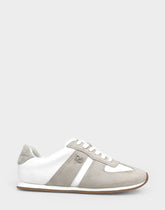 Comfortable Women's Lace Up Sneaker In White Faux Suede