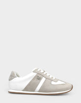 Comfortable Women's Lace Up Sneaker In White Faux Suede