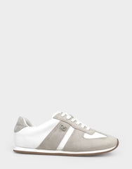 Comfortable Women's Lace Up Sneaker In White Faux Suede