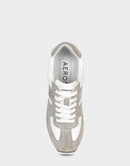 Comfortable Women's Lace Up Sneaker In White Faux Suede