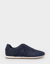 Comfortable Women's Lace Up Sneaker In Navy Faux Suede