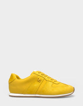 Comfortable Women's Lace Up Sneaker In Yellow Faux Suede