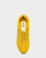Comfortable Women's Lace Up Sneaker In Yellow Faux Suede