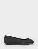 Comfortable Women's Sneakerina Flat In Black Stretch Gabardine